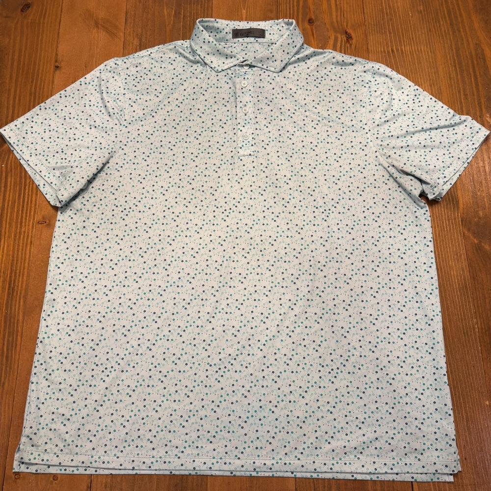 G/FORE Polo Shirt Mens 2XL Blue Floral AOP Golf Performance Stretch Jersey